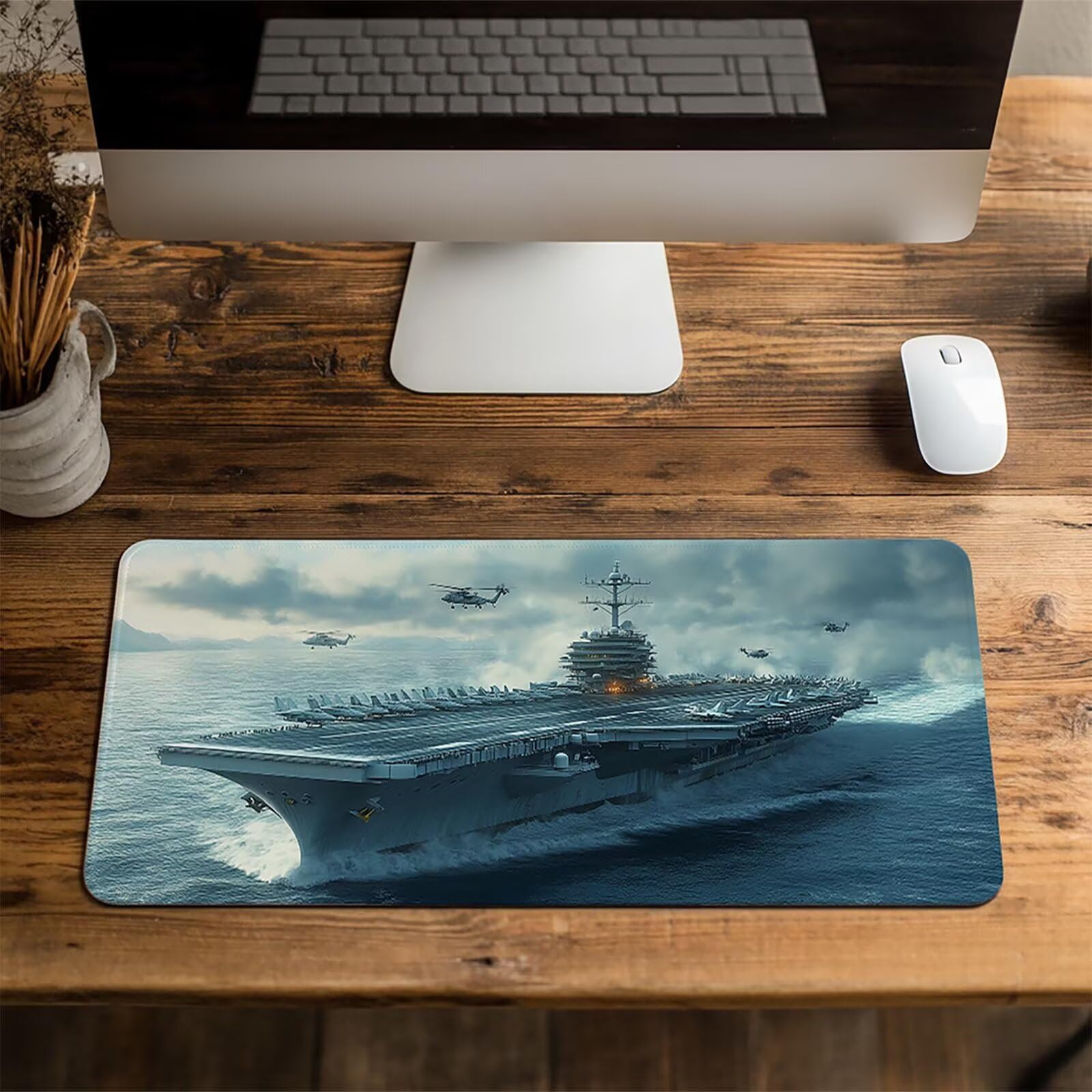 Tappetino Mouse Gaming Portaerei Tappetino Scrivania Aereo Mousepad 50x100x0.3 cm Precisione e Velocità Migliorate, Mousepad xxl Copri Scrivania per Pc Portatile Tastiera Gaming Regalo Uomo FSBD-6368