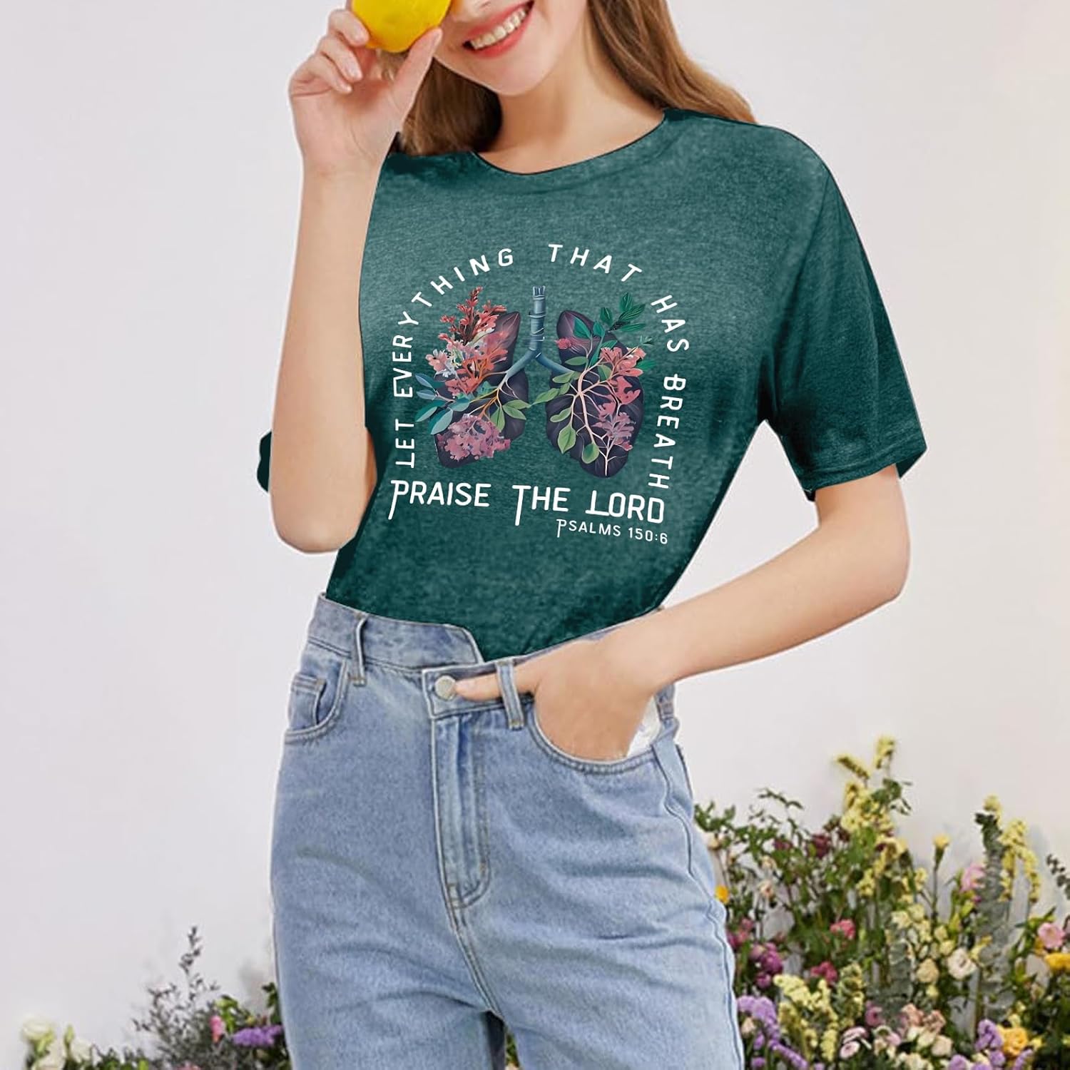 Christian Shirts for Women Vintage Bible Verse T Shirts Boho Floral Jesus Shirt Wildflowers Graphic Tees Tops - Image 4