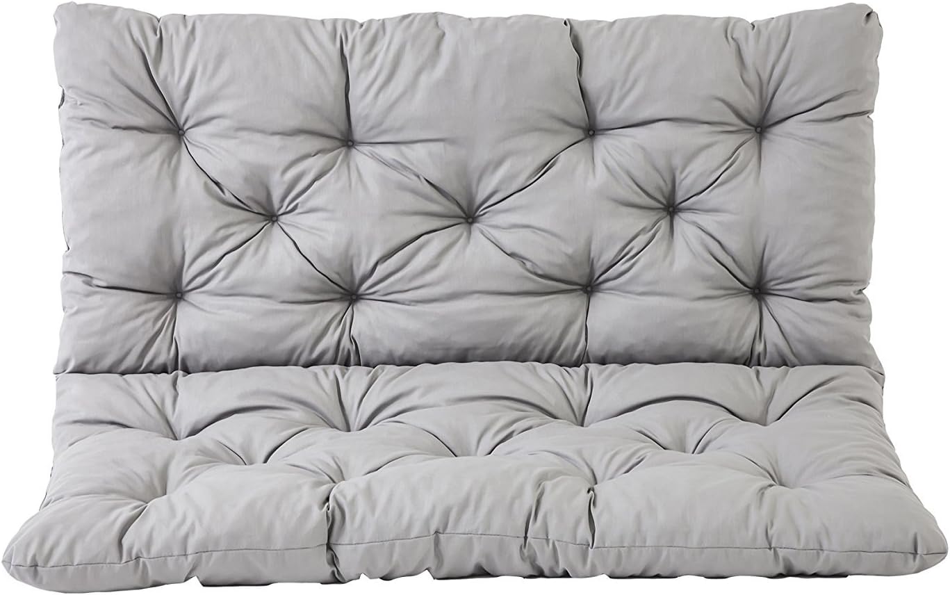 IRA Furniture HANKO 2 Seater Garden Bench Cotton Padded Low Back Cushion (Grey,100 x 98 x 8cm)