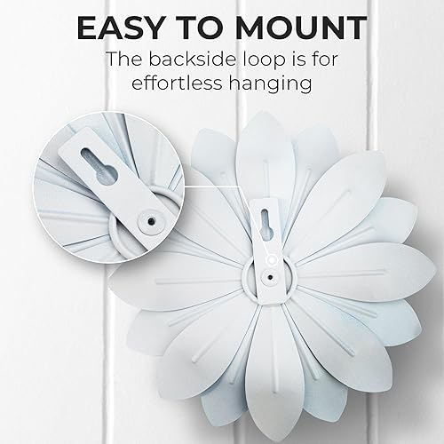 Miniatura 5 de Everydecor Decoración de pared de flores de metal suculentas, azul, pintadas a mano, decoración artística de flores 3D para sala de estar,