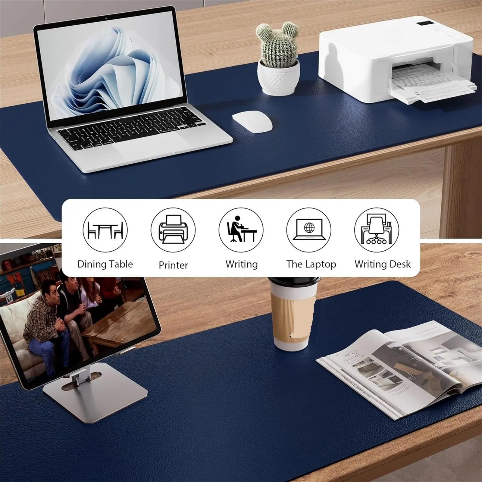 Schreibtischunterlage, Schreibtischunterlage fürs Büro, großes Mauspad, wasserdicht, rutschfest, PU-Leder, Schreibtischunterlage for Büro und Zuhause Für Büro und Zuhause(Black,100X50 cm)