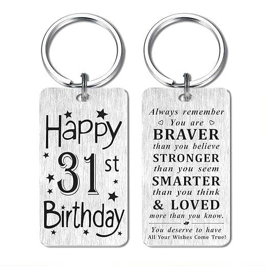 HYHYDHP 31st Birthday Gifts for Women Men, Happy 31 Birthday Year Old Birthday Keychain, 31 Yr Bday Presents Ideas