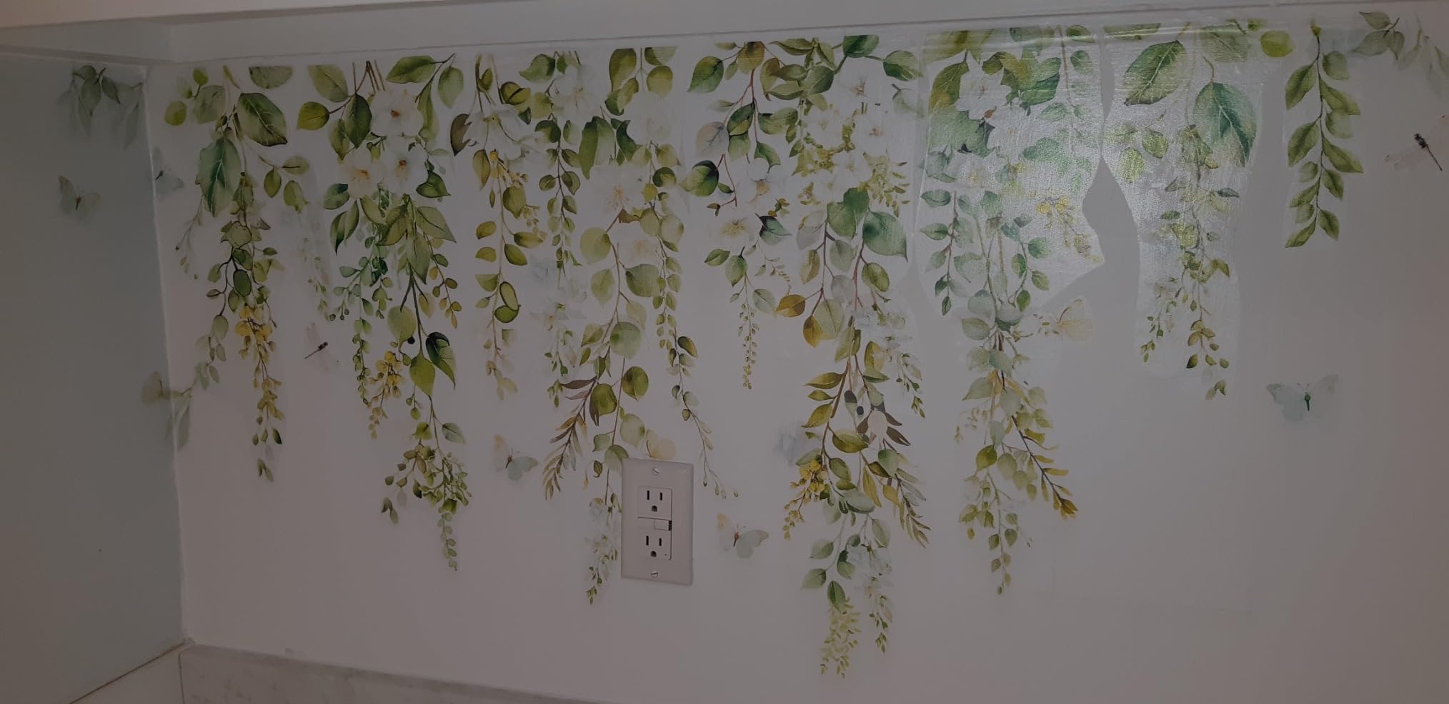 Amimagen Green Hanging Palm Leaf Wall Stickers - Tropical Leaves Plant ...