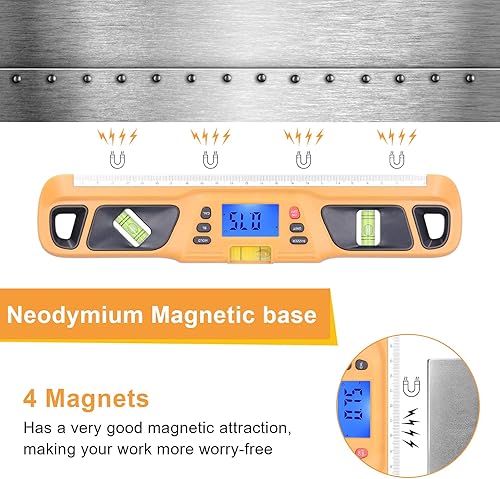 Miniatura 3 de Garosa Nivel digital de alta precisión Instrumento de nivelación de nivel de agua de alcohol magnético ABS Mini transportador digital Nivel 4x90°