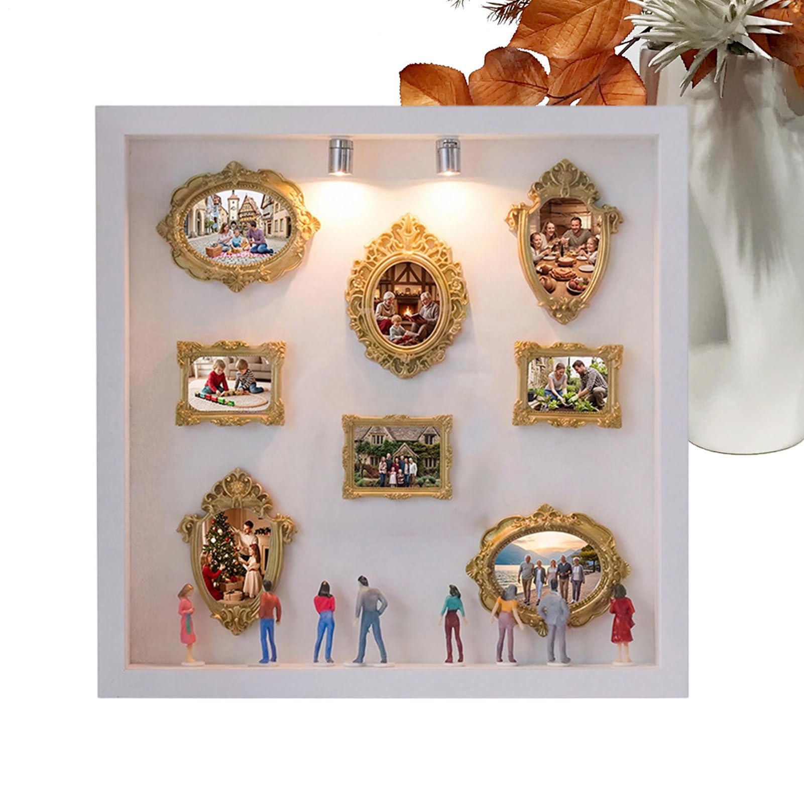 Vitrine porte-photos de mariage avec figurines, le cadeau déco idéal pour la maison