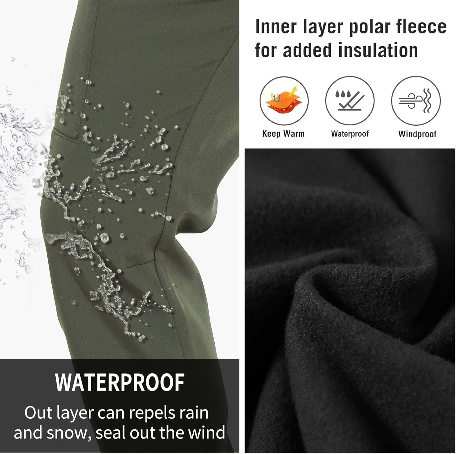 Arunlluta Snow Pants Men, Ski Pants Men Water Resistant Winter Pants for Men Snowboard Fleece Lined Outdoor Pants