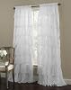 Decotex 2 Piece Gypsy Ruffled Shabby Chic Crushed Voile Sheer Window Curtain Treatment Panel Drapes (Beige, 55