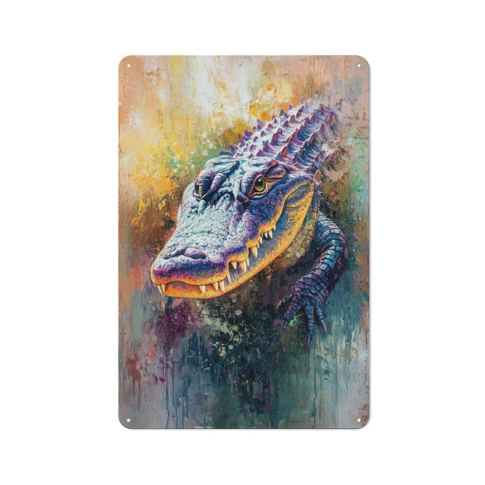 Junmoney Alligator Painting For Studio Or Craft Room, Retro-Style Tin Sign 30X20cm, For Metal Sign Collectors, For Garage And Workshop Walls