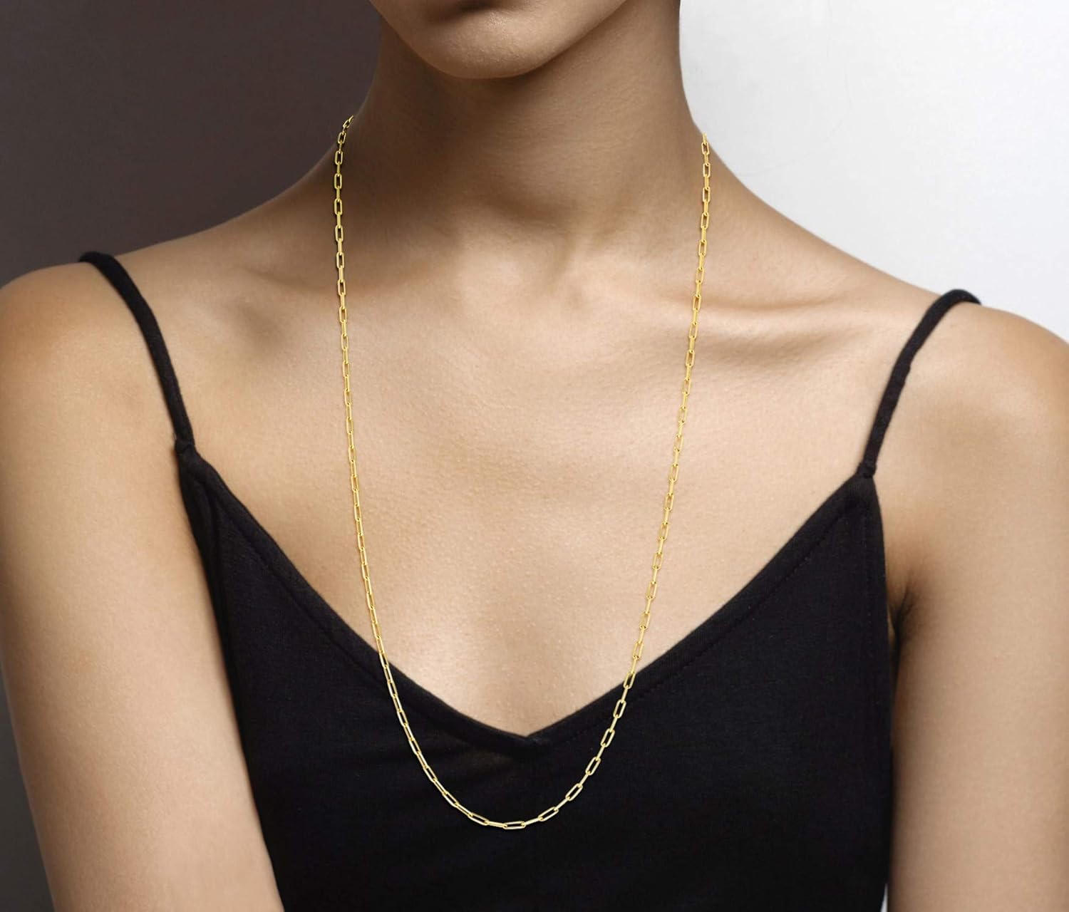 Miabella Italian Solid 925 Sterling Silver, 18Kt Gold Plated 2.5mm Paperclip Link Chain Necklace for Women Men, Made in Italy - Image 3