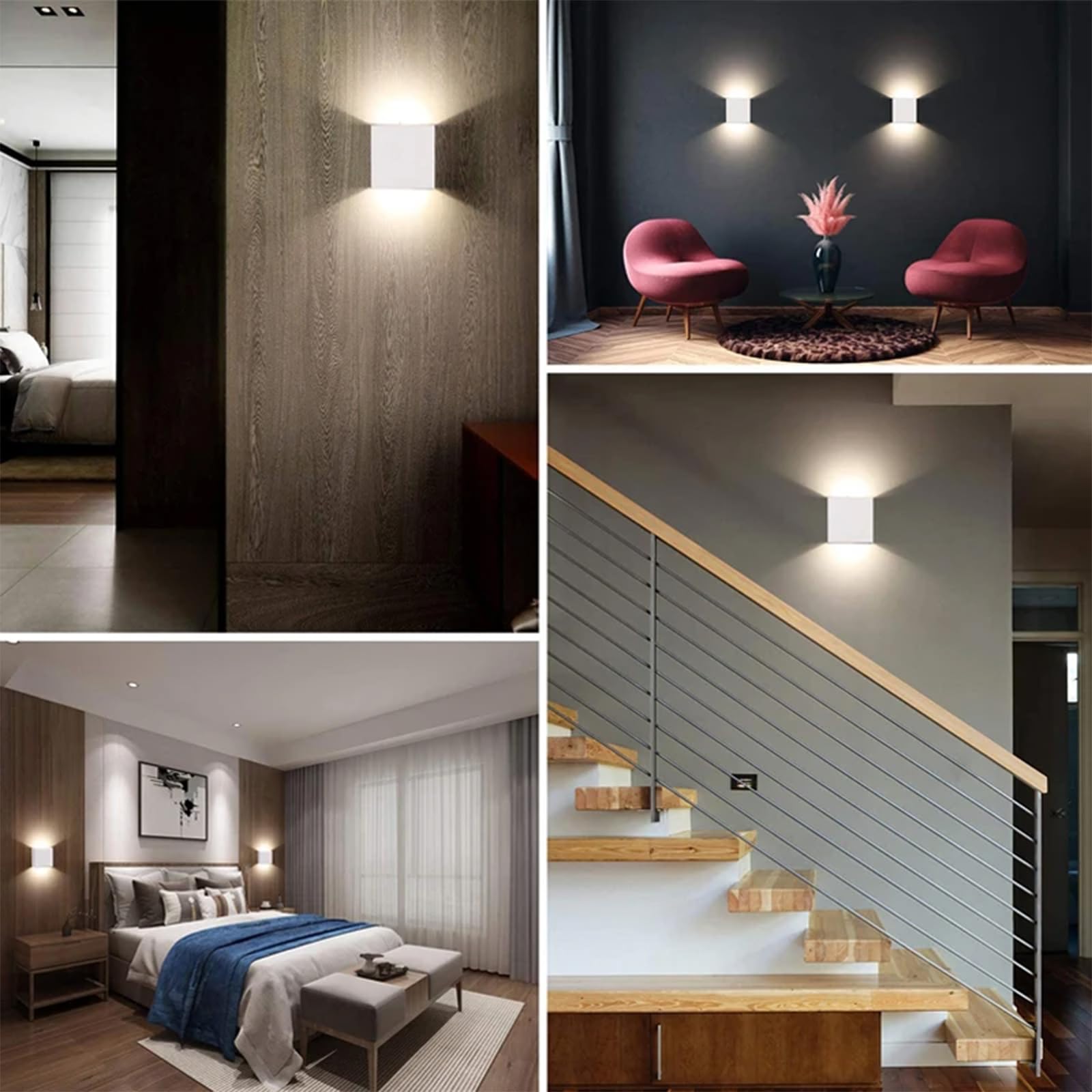 Voltix Set di 2 Applique da Parete LED per Interni, 12W Bianco Naturale, Lampada da Parete Moderna, Illuminazione per Soggiorno, Camera da Letto, Corridoio (Luce Naturale-4000K)