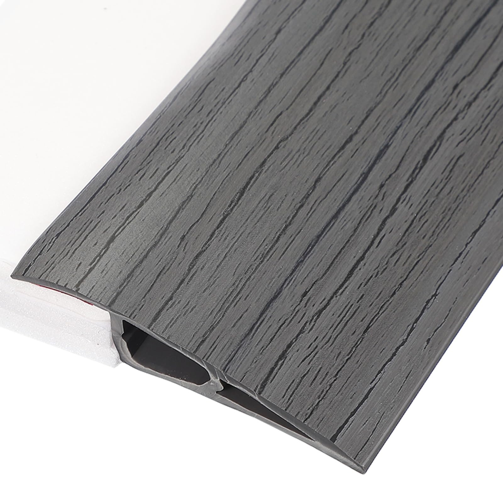 sourcing map Floor Transition Strip 3.3ft Self-Adhesive Flooring Edge Trim Strip for Uneven Floors Gaps from 11/16" to 13/16", Dark Gray