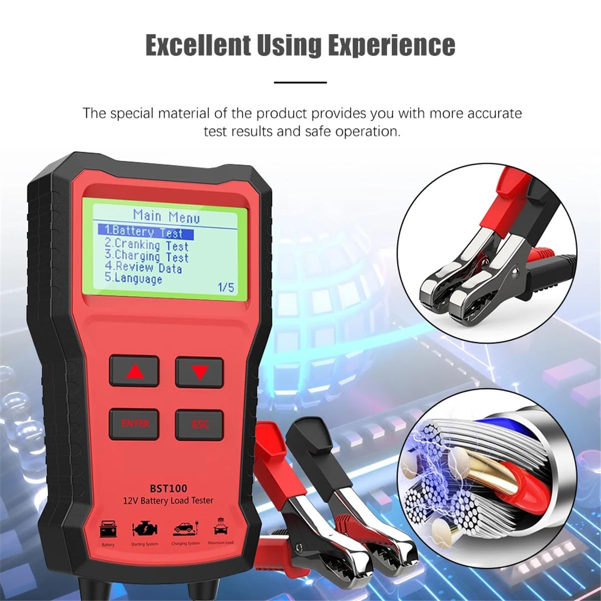BST100 Car Battery Tester 12V Battery Analyzer Cranking Charging Circuit Test Battery Tester Auto Diagnostic Tools