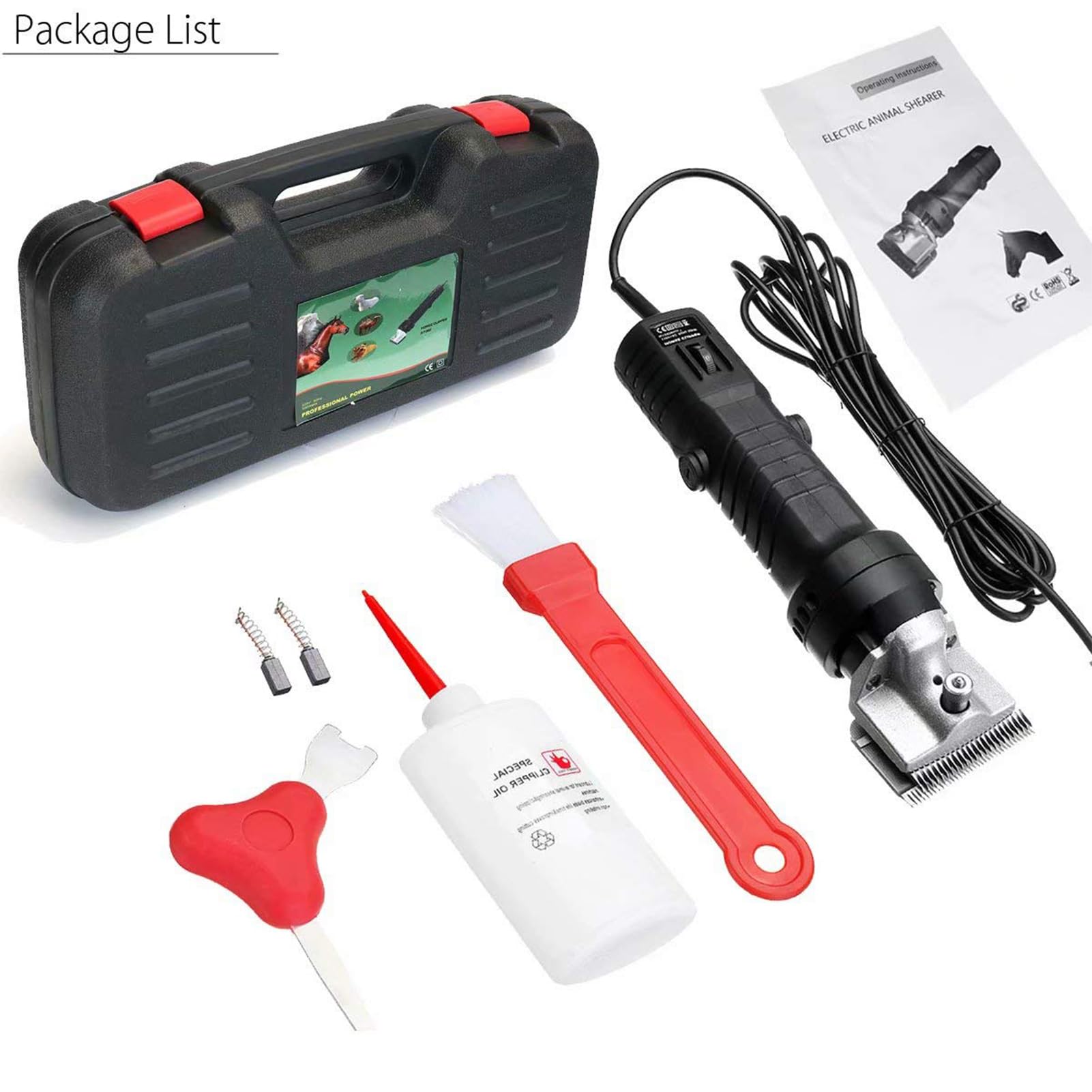 Cortadora Eléctrica para Caballos 690W Cortadora Profesional para Caballos con Ajuste de 6 Velocidades Ancho de Cuchilla 75 mm 2400 rpm Esquiladora Eléctrica para Ganado para Llamas Vacas Red