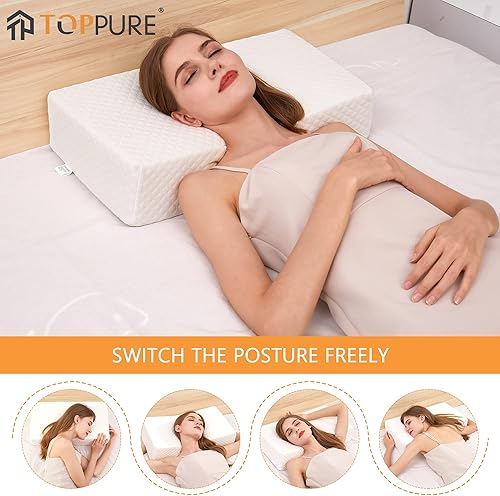 Miniatura 4 de TOPPURE Cubo - Almohada de espuma viscoelástica para personas que duermen de lado almohada extra gruesa de 24 x 12 x 6 pulgadas almohada cervical
