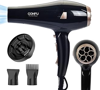 CONFU Hair Dryer, Professional Ionic Salon Blow Dryer with Diffuser for Women and Men, 5X Fast Drying, Powerful and Quiet Hair Blow Dryer for Fast & Easy Styling (1875 Watts)
