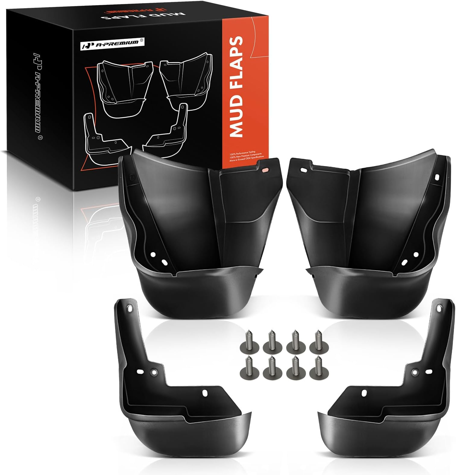 A-Premium Set of 4PCS Mud Flaps Splash Guards Mudguards Mudflaps with Hardware Kits Accessory Compatible with Honda Civic 1996-2000, 1996 1997 1998 1999 2000, Sedan & Coupe Only, Black, Front and Rear