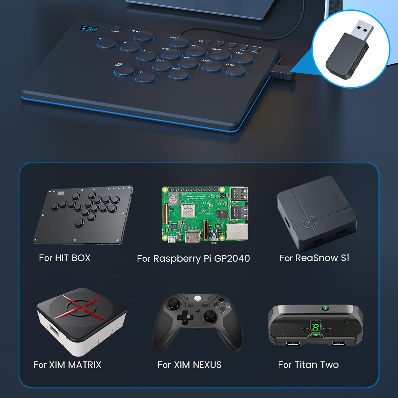 Adattatore di ingresso da gioco, convertitore plug-and-play per tastiera e mouse, adattatore controller a bassa latenza 1000 Hz per FPS competitivi e giochi di combattimento