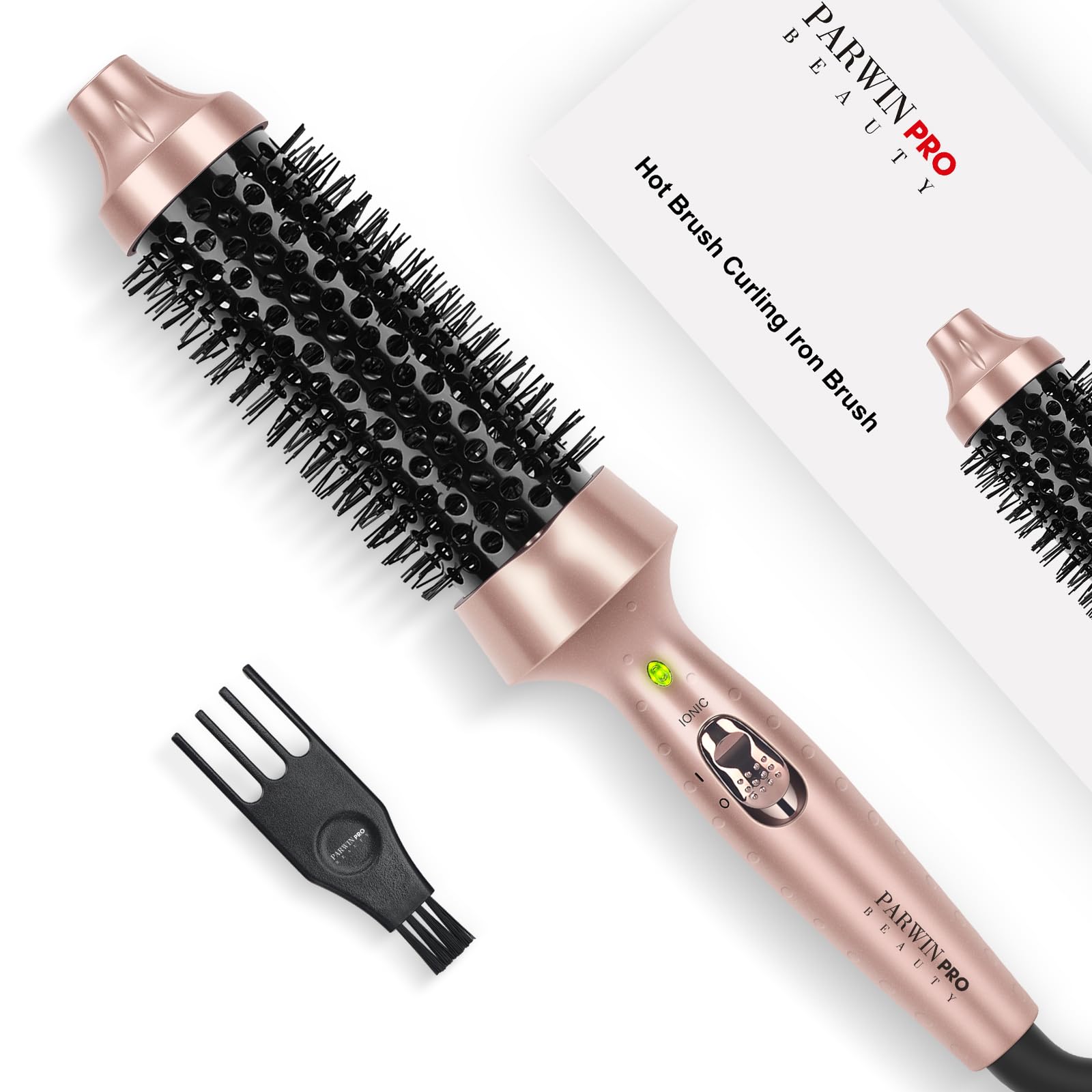 Parwin Pro Beauty Thermal Round Brush, 1.5"/40mm Heated for Blowout Look, Ionic Hot Create Shinier & Smoother Curls, Fast Heating, Dual Voltage, 60Mins Auto Shut Down, GoldParwin Pro Beauty Thermal Round Brush, 1.5"/40mm…