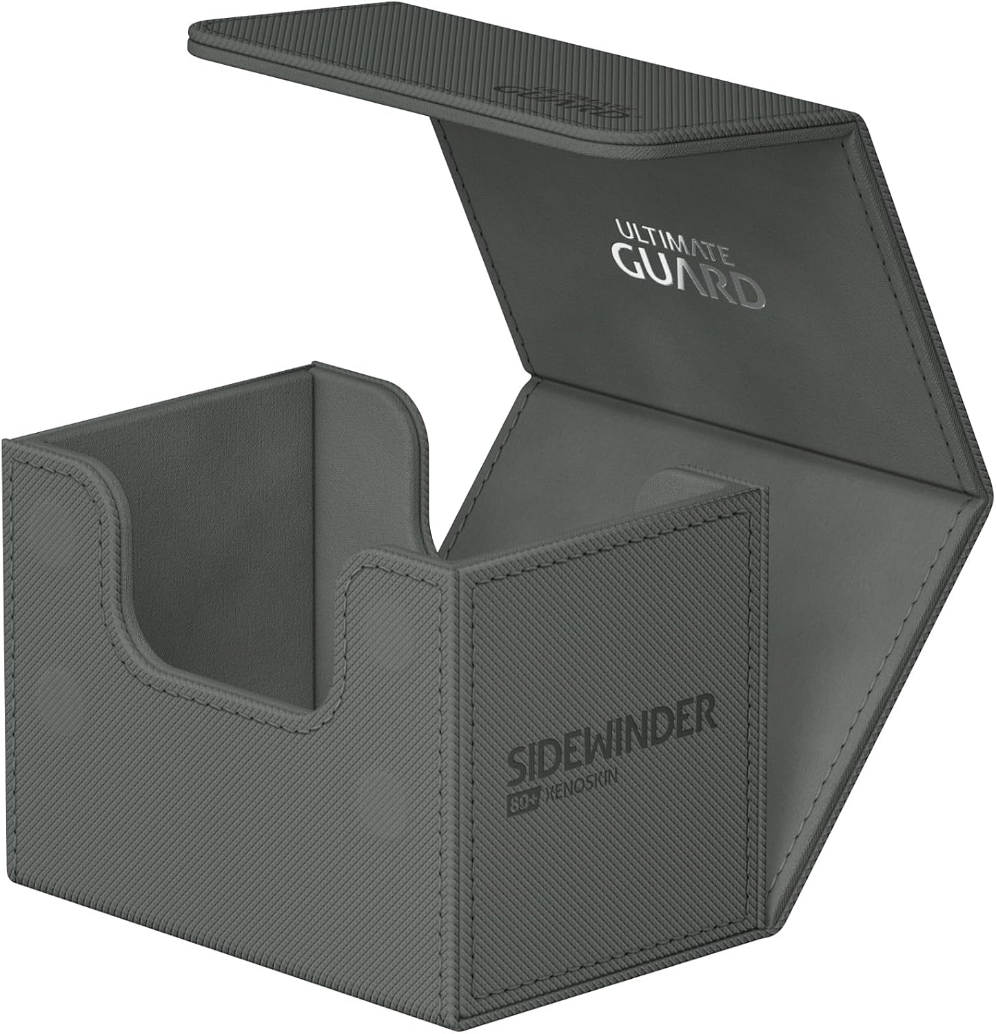 Ultimate Guard Sidewinder 80+, Deck Box for 80 Double-Sleeved TCG Cards, Grey, Magnetic Closure & Microfiber Inner Lining for Secure Storage
