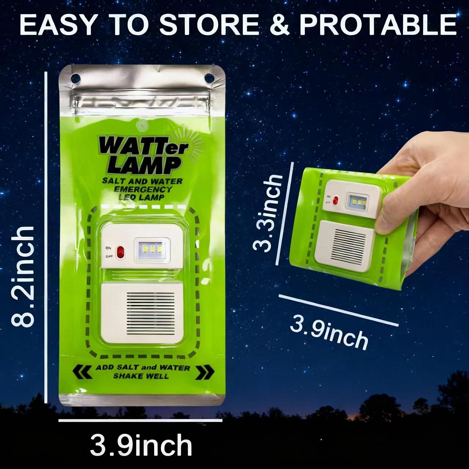 Lampe à Eau Salée Pliable à LED,Lampe de secours Sans Piles, Éclairage Extérieur Durable pour le Camping, Équipement de Survie Essentiel pour Les Pannes de，4Pcs