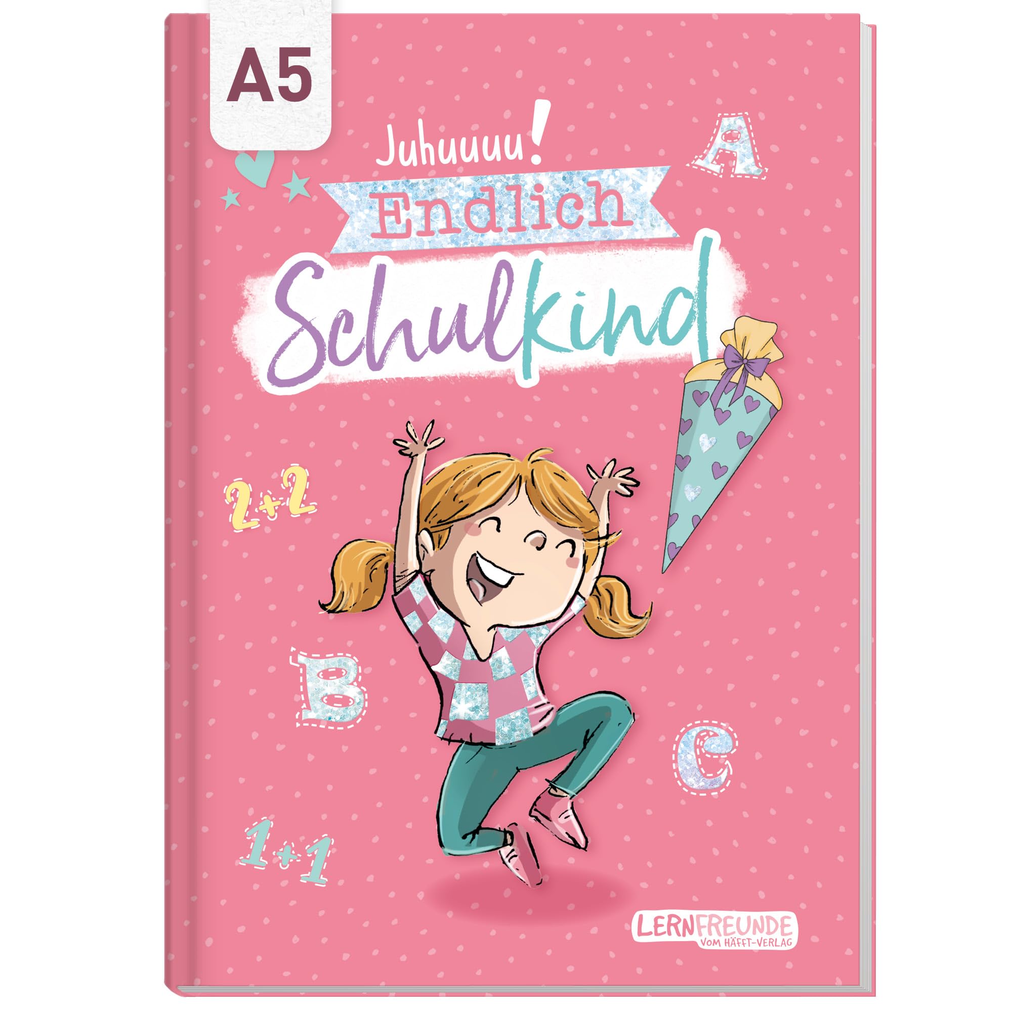 Endlich Schulkind Einschulungsalbum A5, Geschenk zur Einschulung "Rosa"