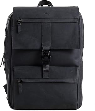VELEZ Black Top Grain Leather Garment Bag + Backpack For Men