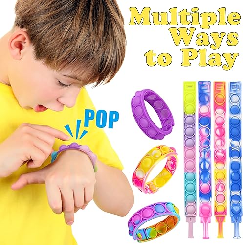 Miniatura 5 de 100 pulseras de juguetes para ansiedad, pulseras de burbujas, juguetes sensoriales para niños y adultos, TDAH, TDA, autismo, regalos de intercambio