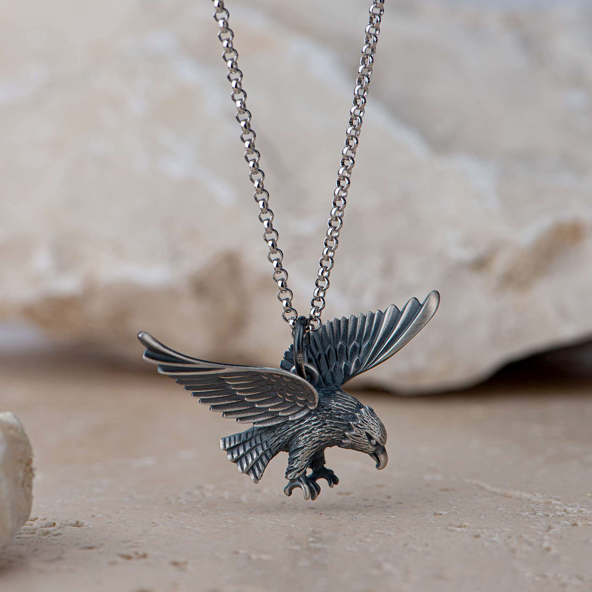 Herren-Anhänger Adler massiv inkl. Kette 55 cm 925er Sterlingsilber AMZ0515