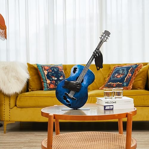 Miniatura 9 de Decoración musical de metal, escultura de guitarra hecha a mano de 23 pulgadas de alto, decoración del hogar, decoración de estatua occidental