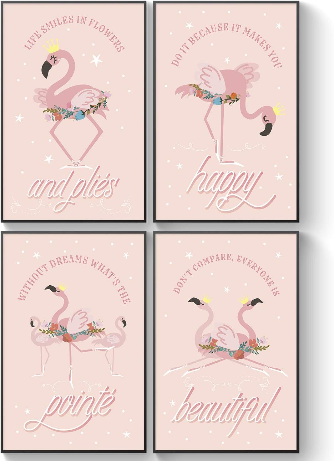 Pink Flamingo Gifts for Girls Bedroom, Flamingo Bathroom Decor, Little Girl Room Decorations, Ballet Wall Art for Room, Slumber Party Supplies