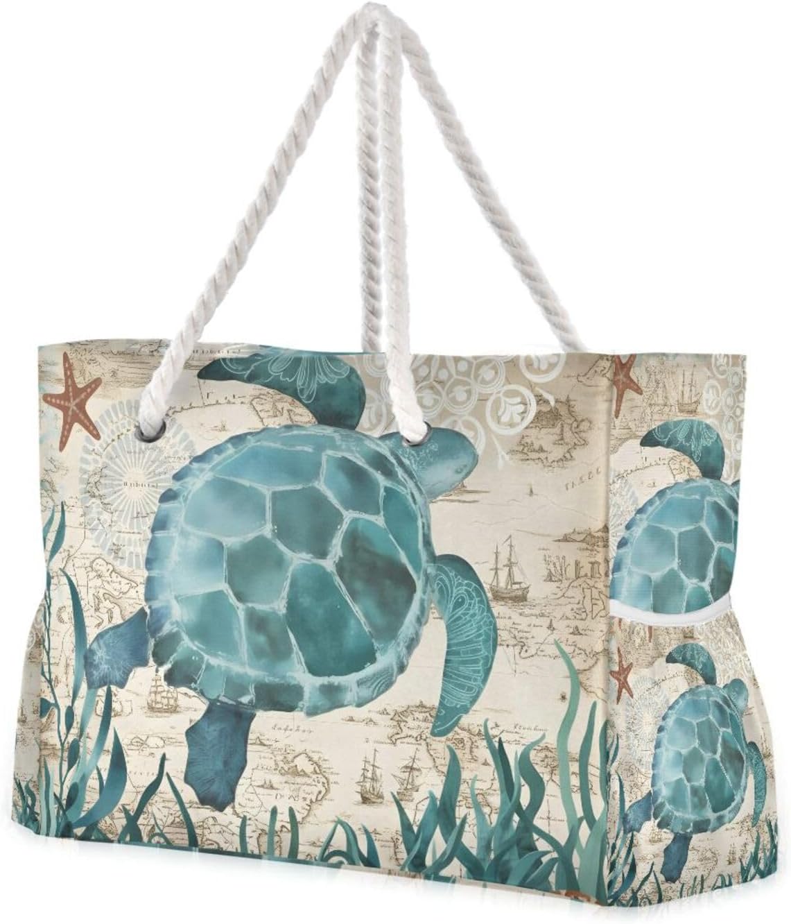 Large Beach Shoulder Bags Canvas Tote Water Resistant for Gym Travel Daily