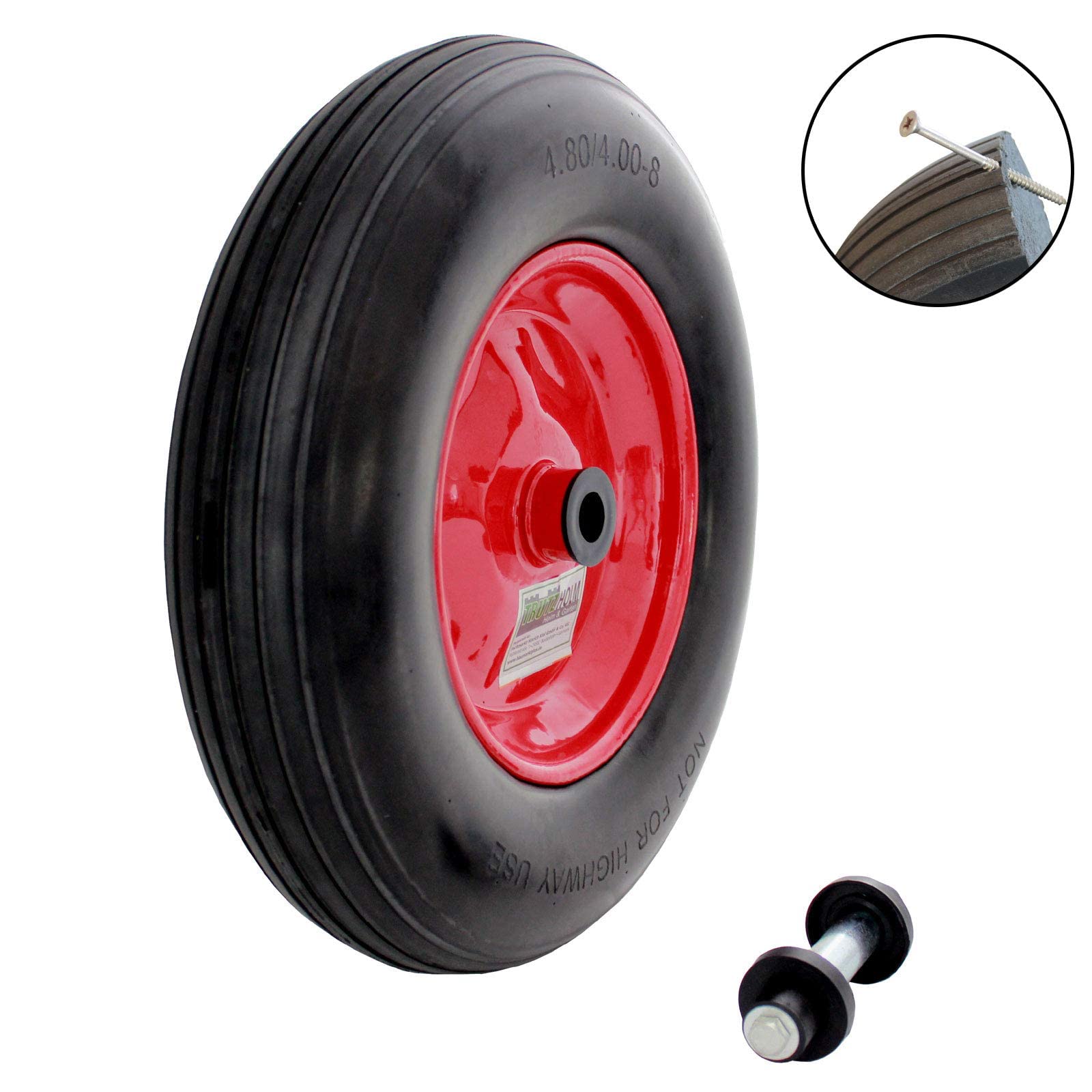 Schubkarrenrad 4.80/4.00-8 Pannensicher Mit Felge Gr&ouml;&szlig;e 2.50x8:R&auml;de
