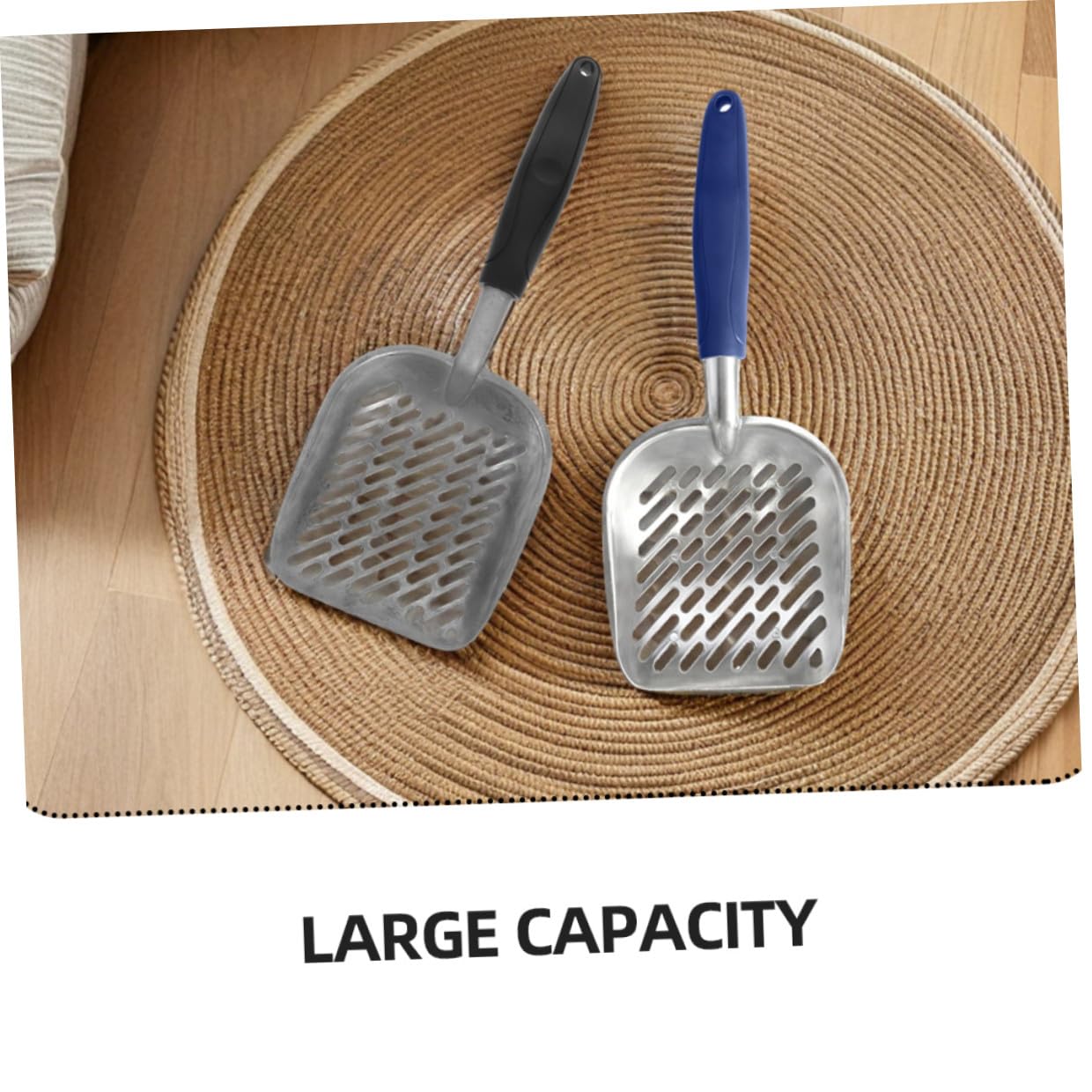 Lurrose 2 Pezzi Paletta per Lettiera Gatti in Alluminio e ABS Setaccio con Fori Larghi per Filtraggio Rapido Manico Ergonomico per Presa Confortevole Resistente e Facile da Pulire per