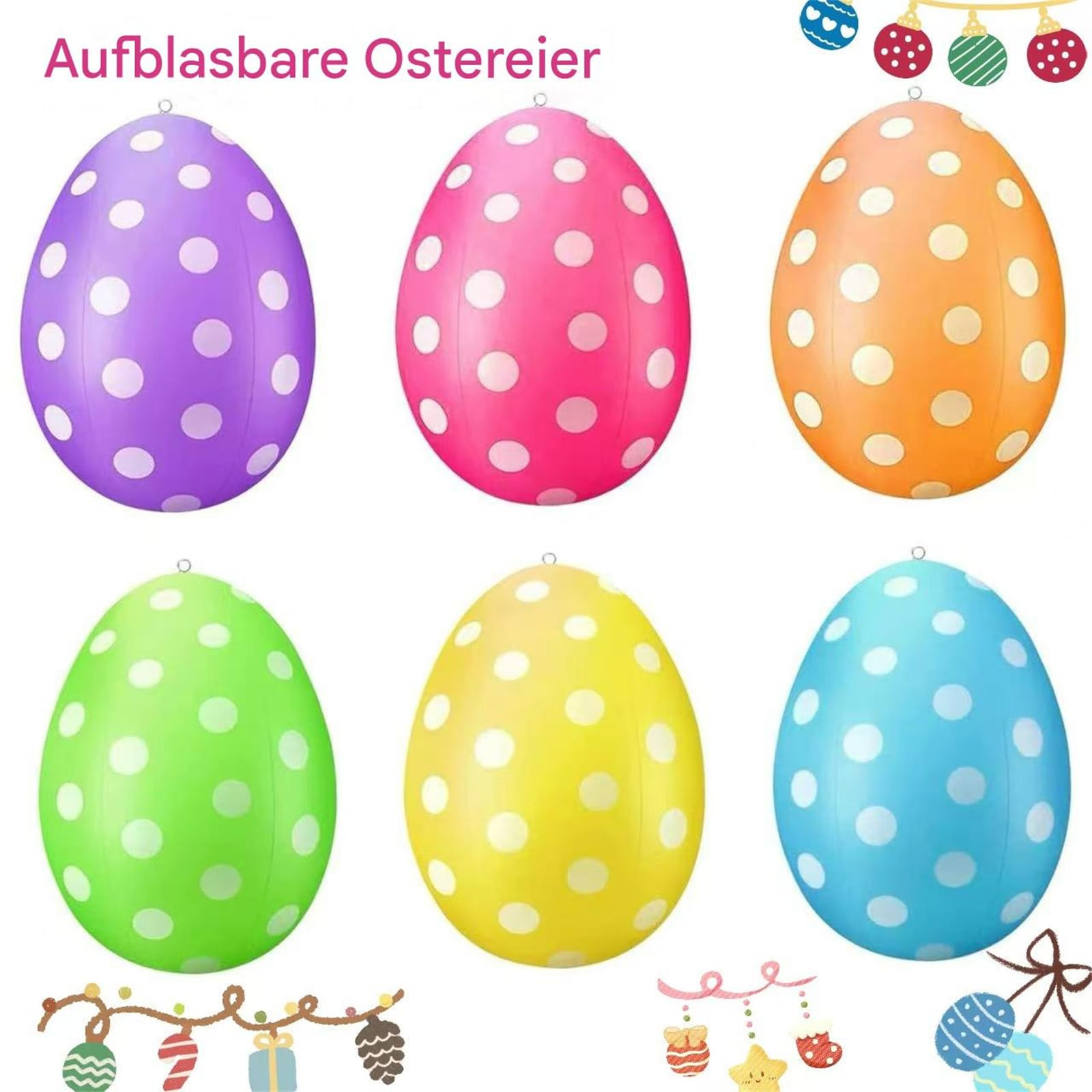 Ostereier Zum Aufhängen Draussen Outdoor Deko 61 cm 61 cm 21 in Mit Kordel Ostern Groß Easter Egg Befüllen Osterdeko Eier Pastell Bunte (12 Stücke)