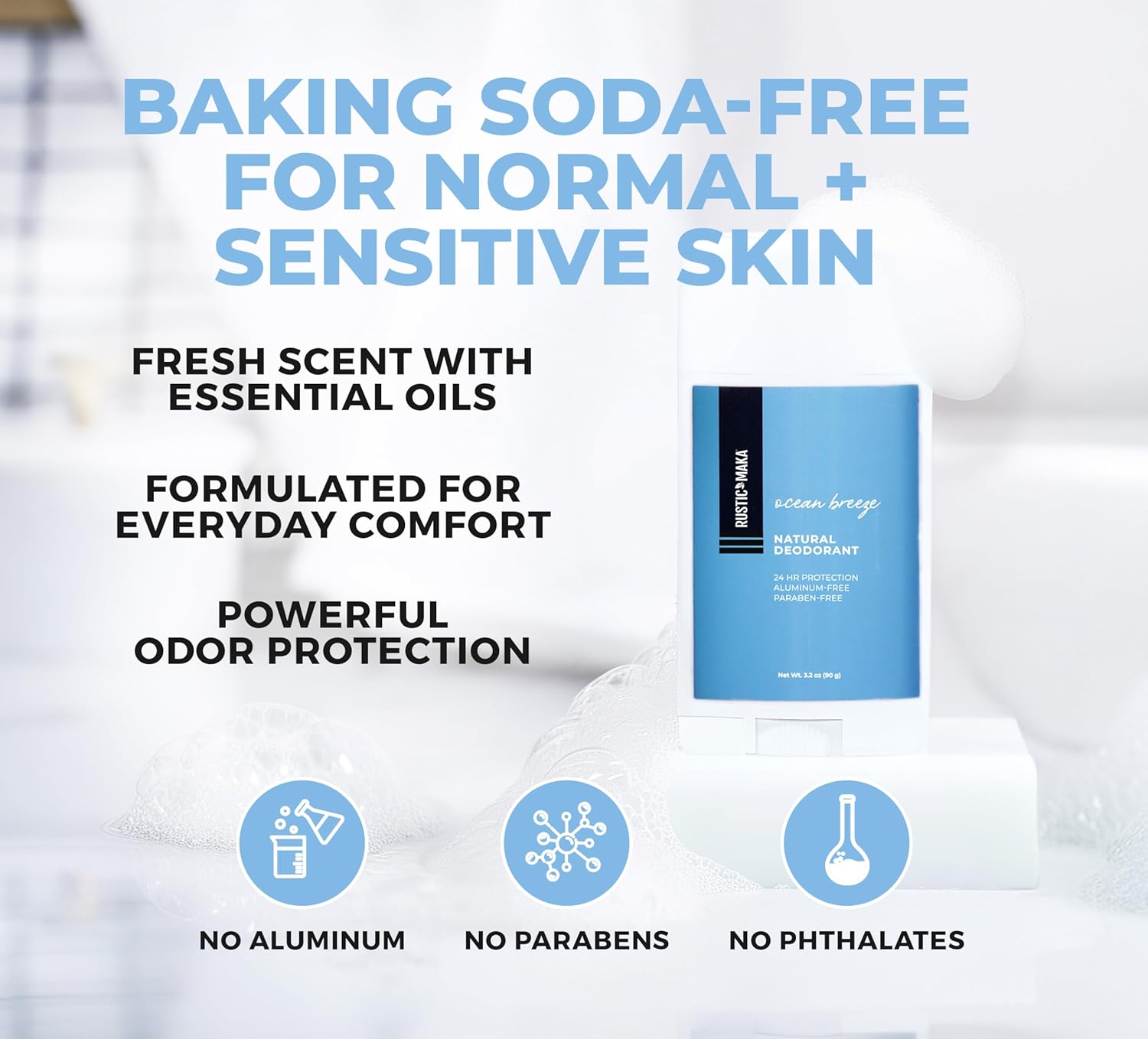 Rustic MAKA Natural Deodorant for Women, Ocean Breeze, Free of Aluminum, Parabens and Baking Soda, Cruelty-Free, Continuous Odor Control - Image 4