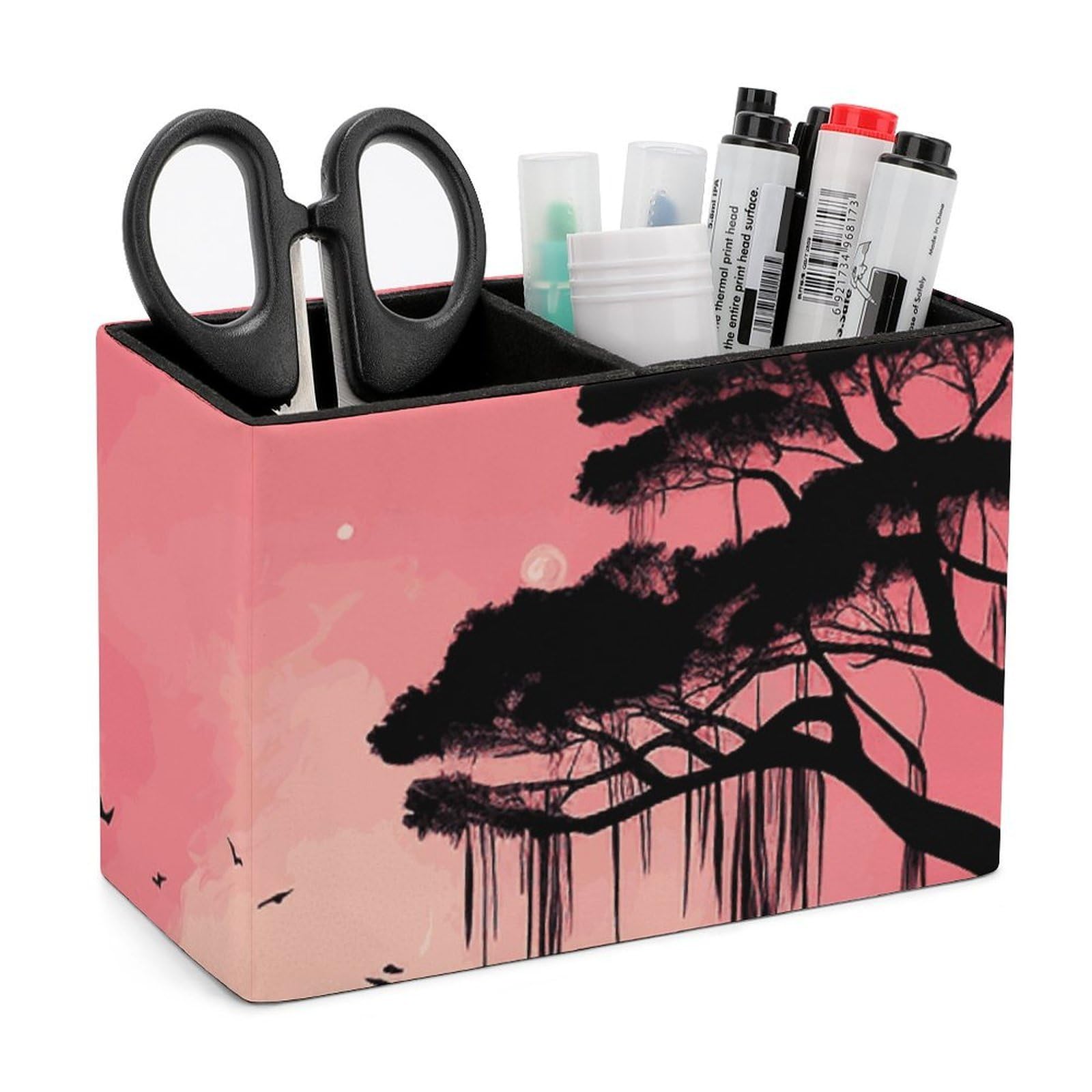 JTREHY Pink Moon Elephant Pencil Holder Exquisite Fashion Leather Pen Receptacle Soft High-End Pen Container for Office Home Accessories Or Housewarming Present