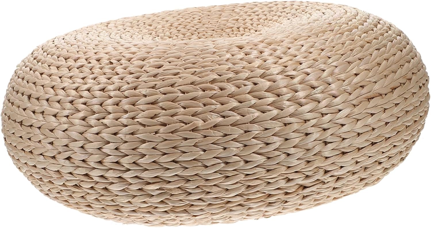 Unomor Round Woven Floor Cushion for Meditation Hand Woven Seat Pillow for Yoga Premium Floor Mat Natural Material for Yoga Room Decor and Home Use