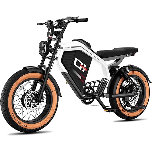 M5 Electric Bike for Adults/Teen, 2000W/2500W Peak Motor, 37.5/32 MPH, 48/52V, 15AH-40AH Dual Battery, 80/160 Miles 20" Fat Tire Electric Dirtbike, City Moped Electric Motorcycle for Adults