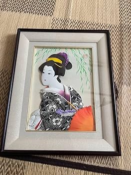 日本人形 押絵 壁掛け人形 アンティーク オブジェ 和風コレクション Amazon.co.jp: 押絵 日本絵画 和服 和紙 舞妓 日本 額縁