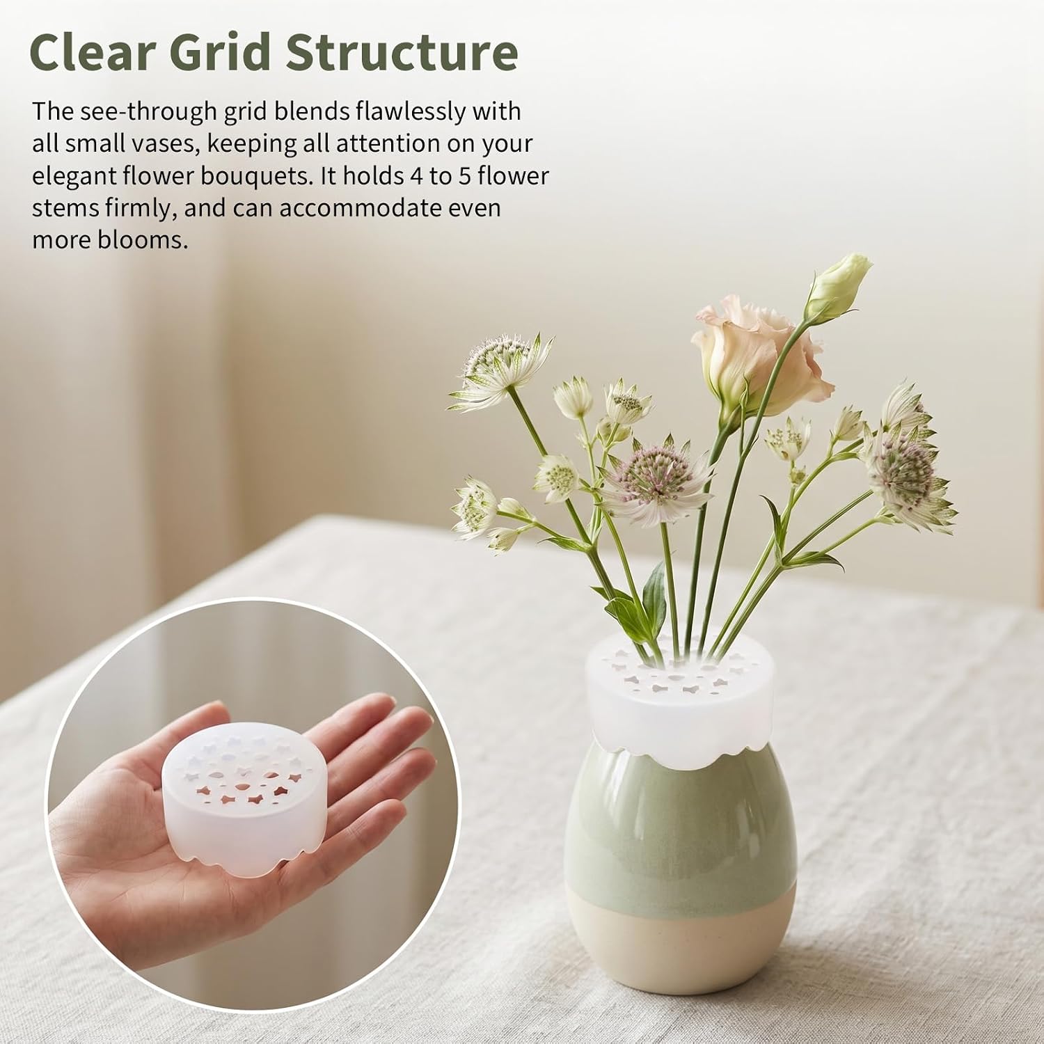 Andibro 3 Pack Silicone Flower Arranging Grid, Flower Holder Arranger