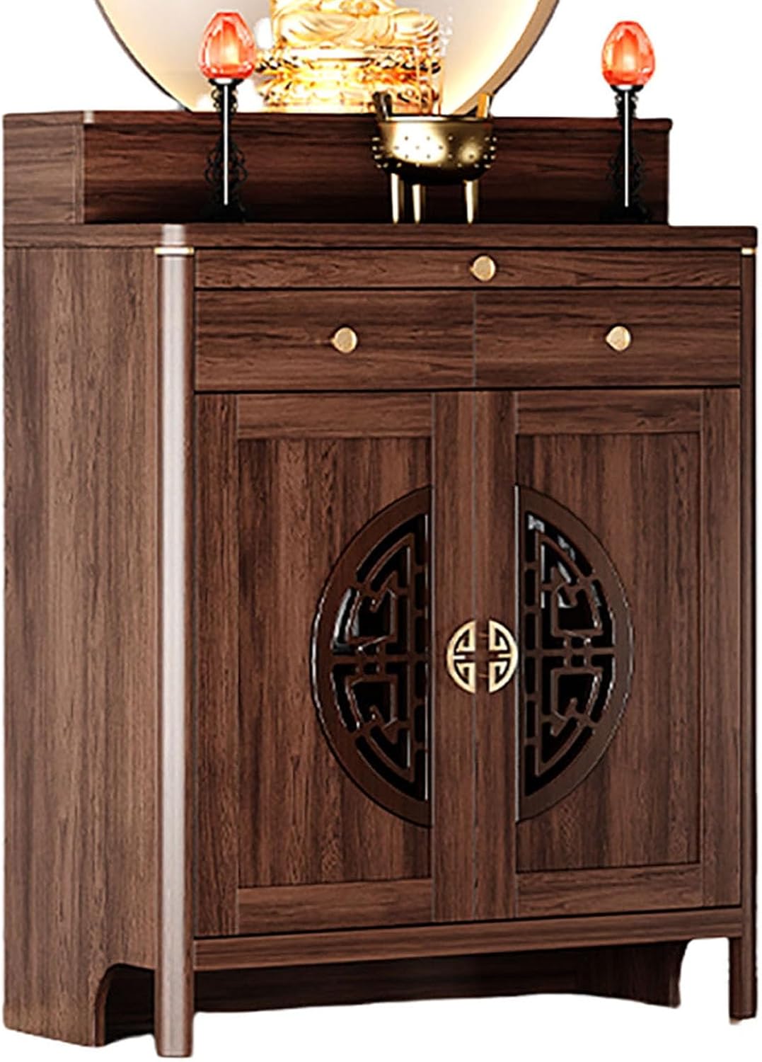 Chinese Cabinet Pedestal Offering Table, Solid Wood Altar Table, Buddha Niche, Personal Meditation Shrine with Storage, Stand Meditation Prayer Table, Altar Table(69x45x124cm/27.1x17.7x48.8in)