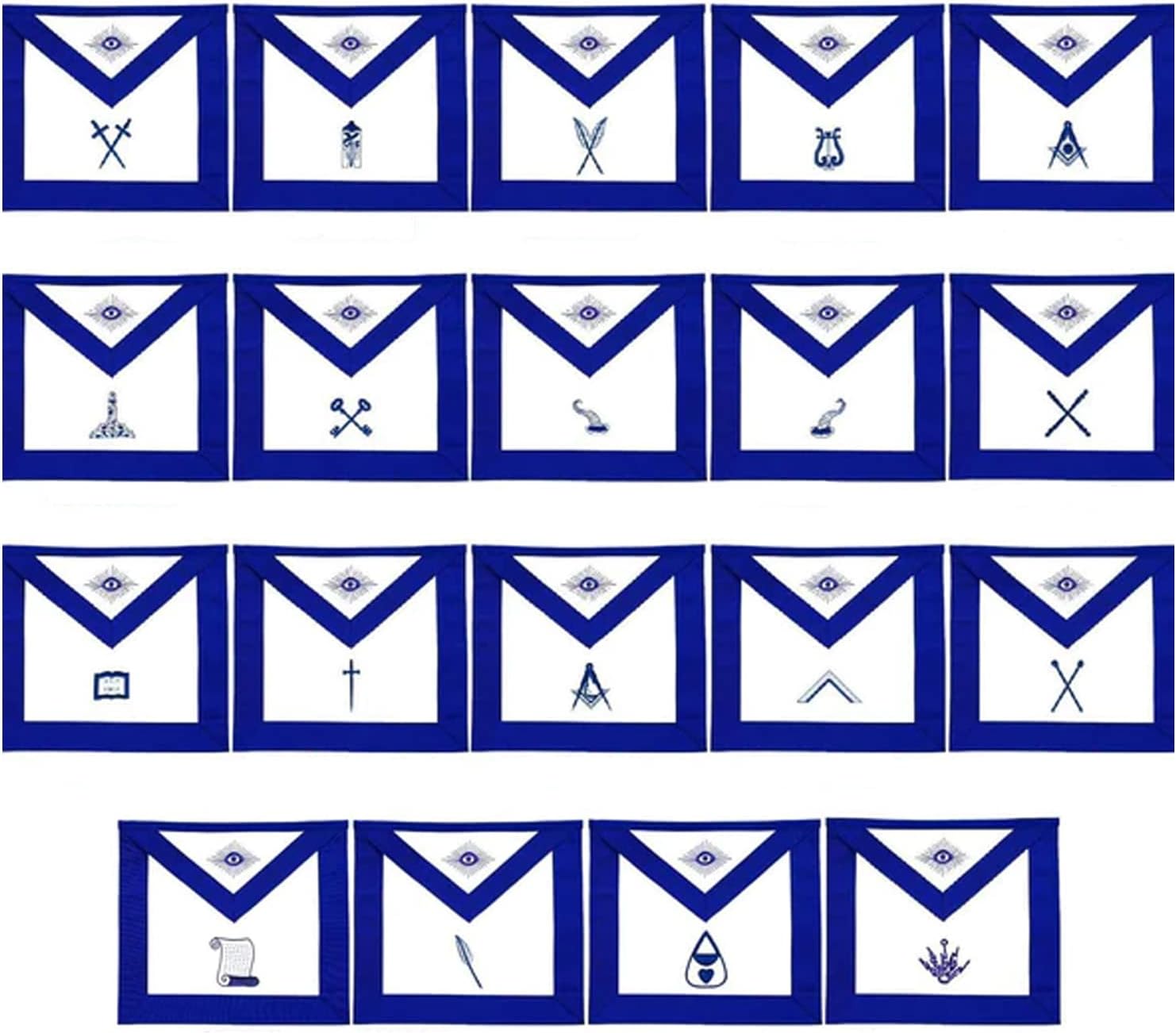BRICKS MASONS Masonic Blue Lodge Officers Aprons Variations - Set of 19