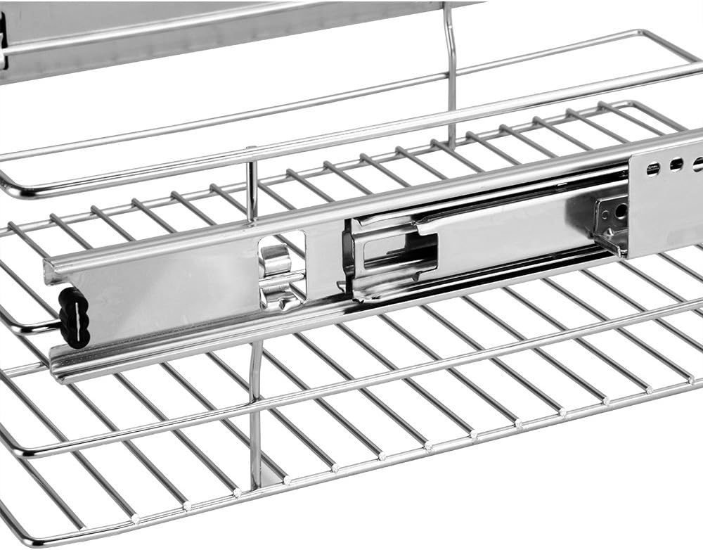Close-up of the telescopic slide mechanism attached to the drawer.