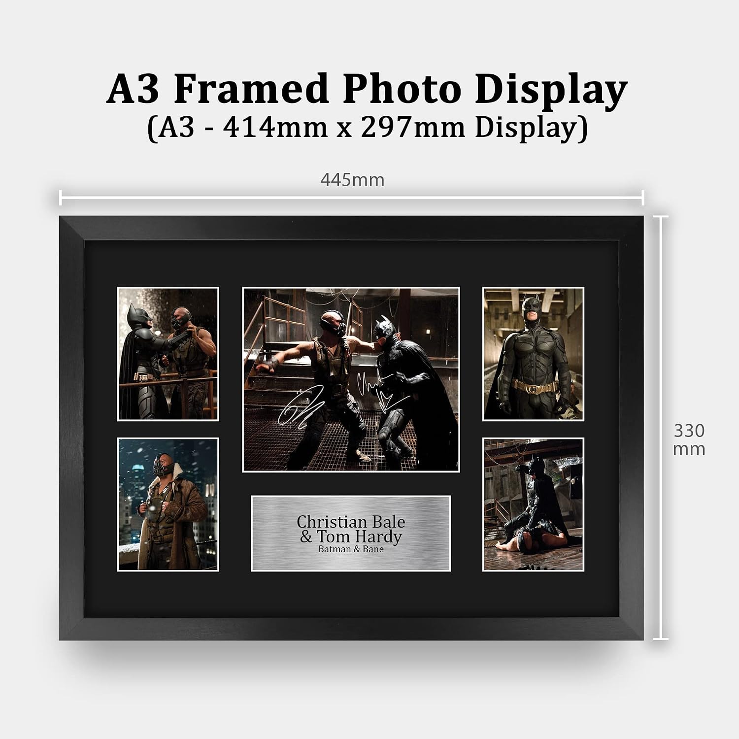 HWC Trading Christian Bale & Tom Hardy The Dark Knight Batman & Bane 16 x 12 inch (A3) Printed Gifts Signed Autograph Picture for Movie Memorabilia Fans - 16" x 12" Framed