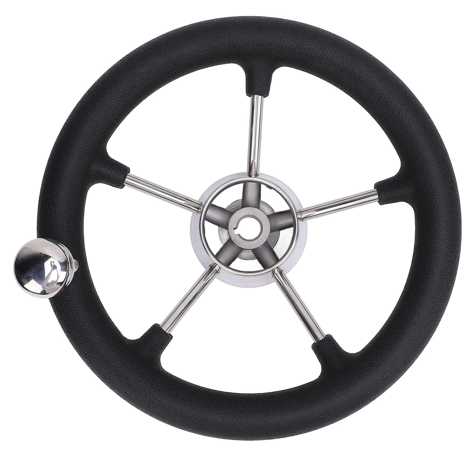 Hecho a Partir de 304 Ruedas de Dirección de Bote de Acero Inoxidable de Acero Inoxidable, Rueda de Dirección de 11 Pulgadas de Bote 5 Spoke 25 Grados, 304 Volante de Acero