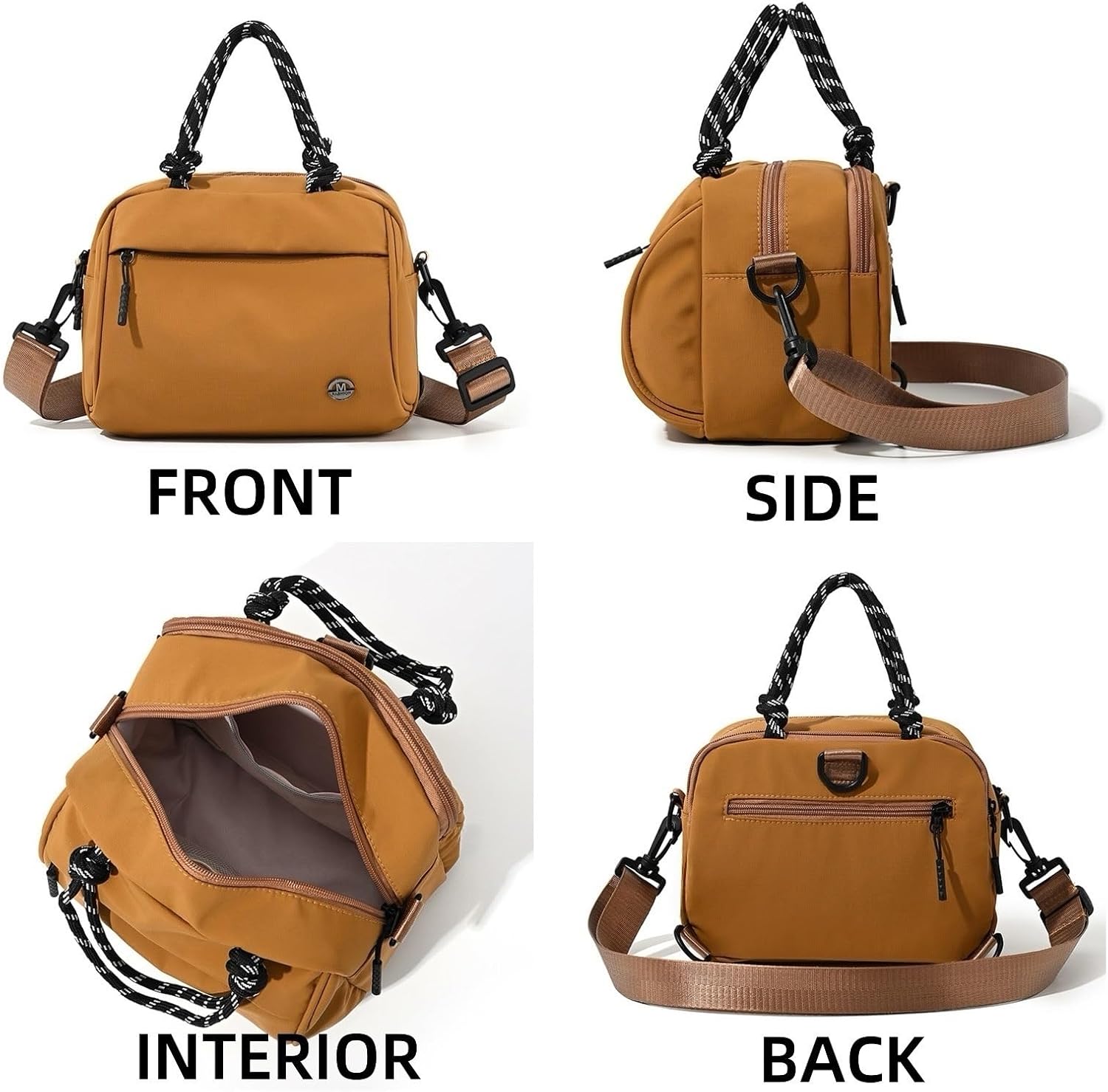 Small Casual Crossbody Bag with Braided Top Handle for Women Lightweight Handbag Shoulder Bag | Multi-Pocket, Small Travel Purse, 3.5L Mini Backpack, for Daily