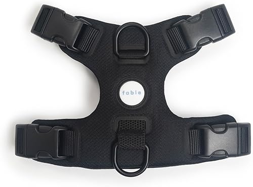 Fable Arnés exclusivo para perros  Arnés minimalista extra pequeño para perro negro con amortiguador, malla transpirable, correas ajustables con
