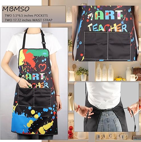 Miniatura 3 de MBMSO Delantal de artista de pintura con bolsillos, regalos para pintores, amantes del arte, regalo para profesores de arte, estudiantes, pintor,