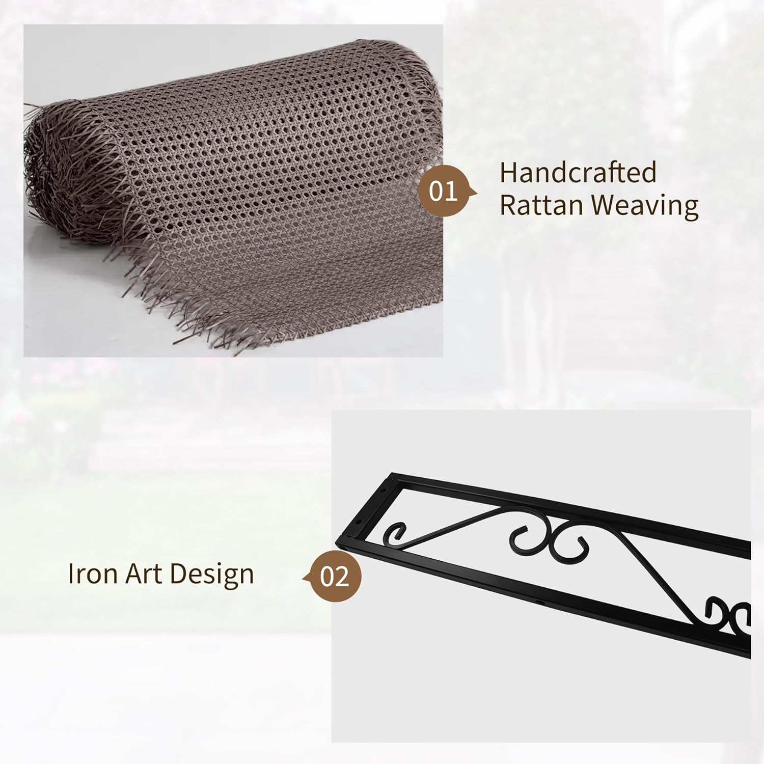 73" H×45" W Rattan Outdoor Privacy Screen Freestanding for Patio, Balcony Metal Privacy Screen and Room Divider for Garden, Apartment, Deck(Brown, 1 Panel)