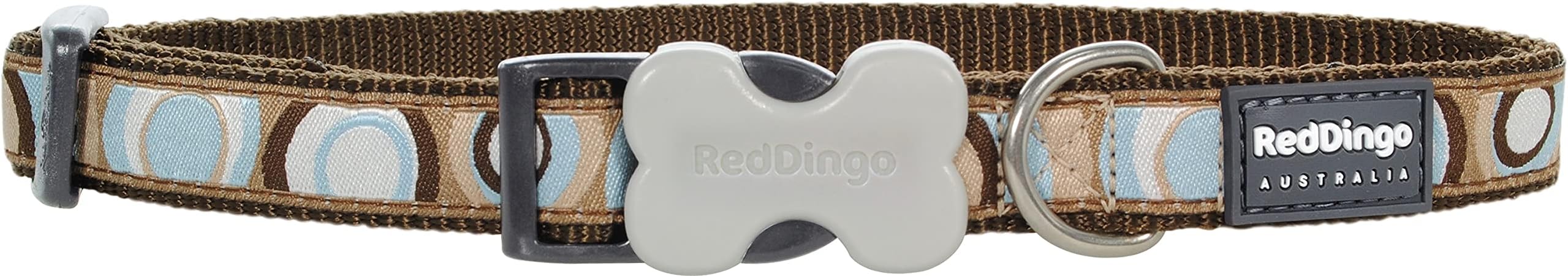 Red Dingo Circadelic Brown Dog Collar, Medium/Large/20mm